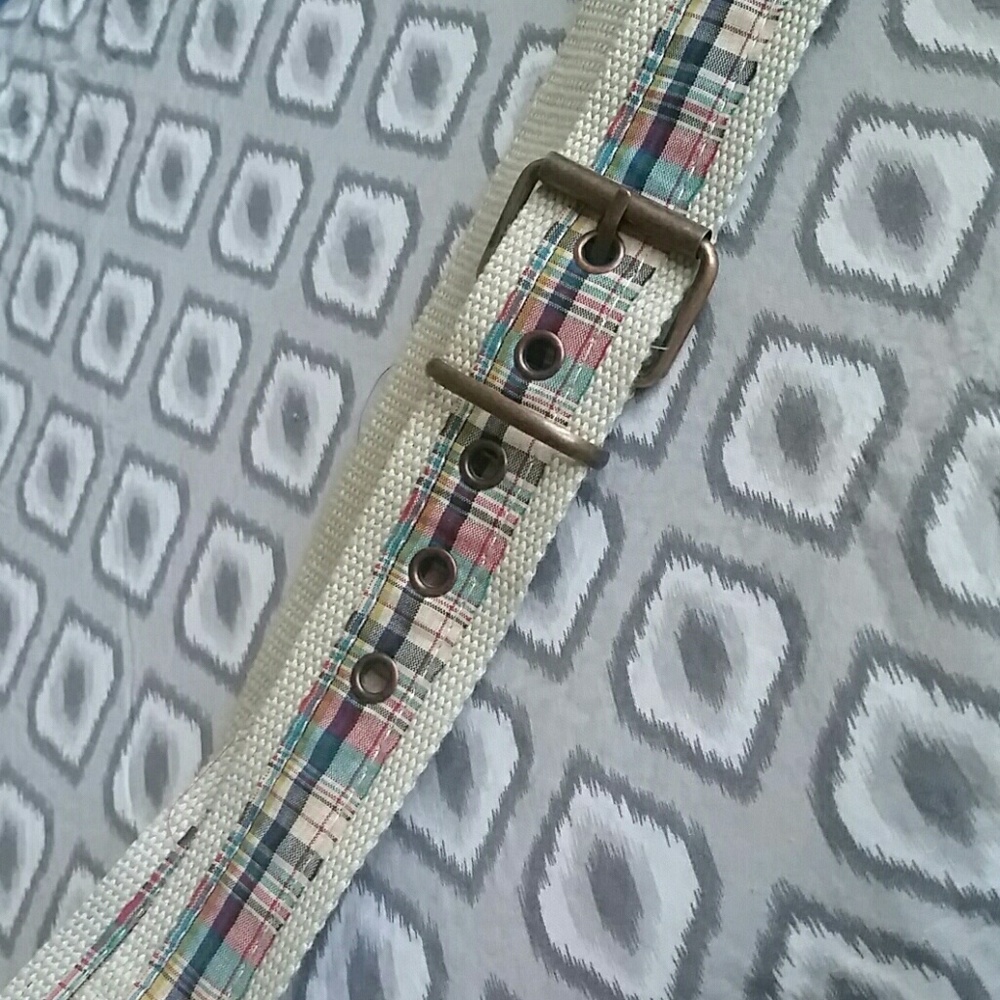 Cute Web type belt with plaid ribbon